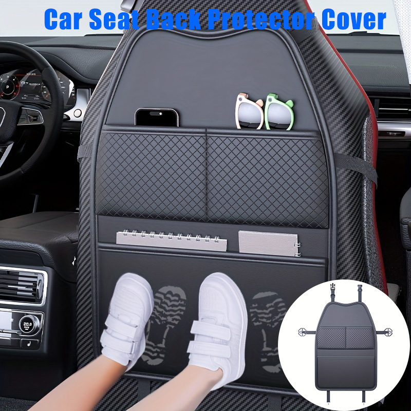 Tablet Car Mount - ผ้าคลุมเบาะรถยนต์แบบใหม่ ป้องกันรอยเตะเบาะรถยนต์ พร้อมช่องเก็บของ กระเป๋าเก็บของหลังเบาะรถยนต์แบบ PU ที่วางแท็บเล็ตอเนกประสงค์