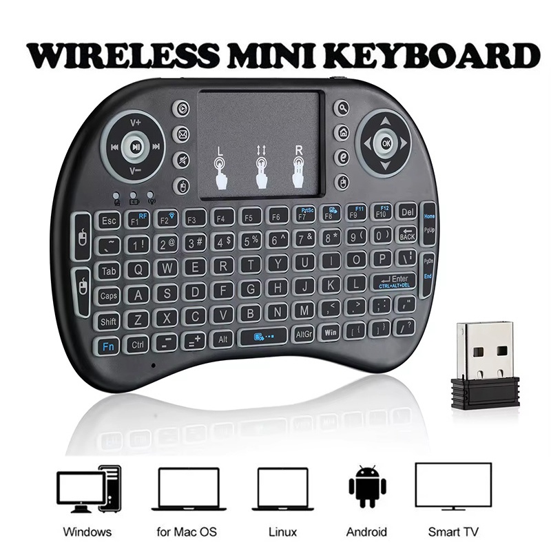 Accessories For Android Tablet - คีย์บอร์ดบลูทูธขนาดเล็ก 2.4GHz ไม่มีไฟแบ็คไลท์ พร้อมทัชแพดและรีโมท สำหรับ Windows