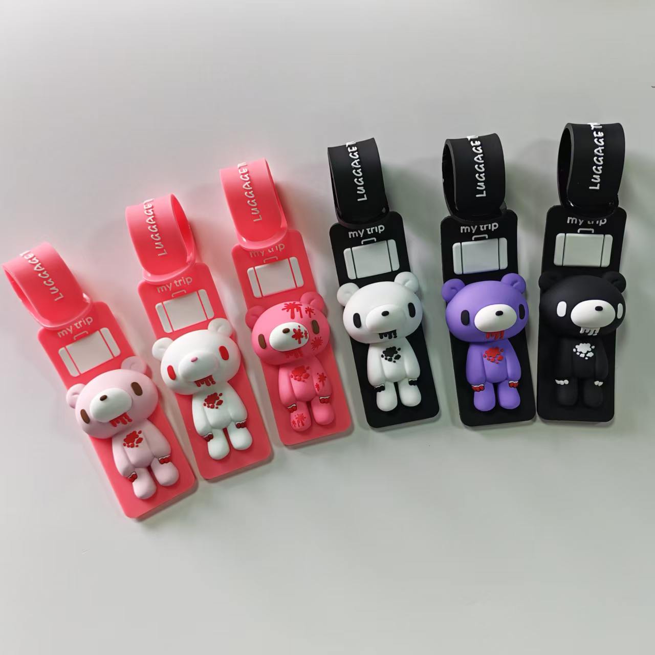 Tablet Cute Accessories - ป้ายแท็กกระเป๋าเดินทางซิลิโคนรูปหมีการ์ตูนน่ารัก, ป้ายระบุกระเป๋าเดินทางป้องกันการสูญหาย, สายรัดปรับได้, ป้ายชื่อกระเป๋าเดินทางสำหรับเดินทาง