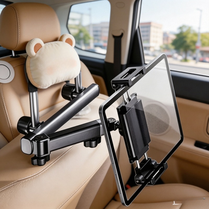 Tablet Car Mount - ที่ยึดแท็บเล็ตติดพนักพิงศีรษะในรถยนต์ แบบปรับระดับได้ พับเก็บได้ ใช้ได้กับโทรศัพท์และแท็บเล็ตขนาด 6-12.9 นิ้ว