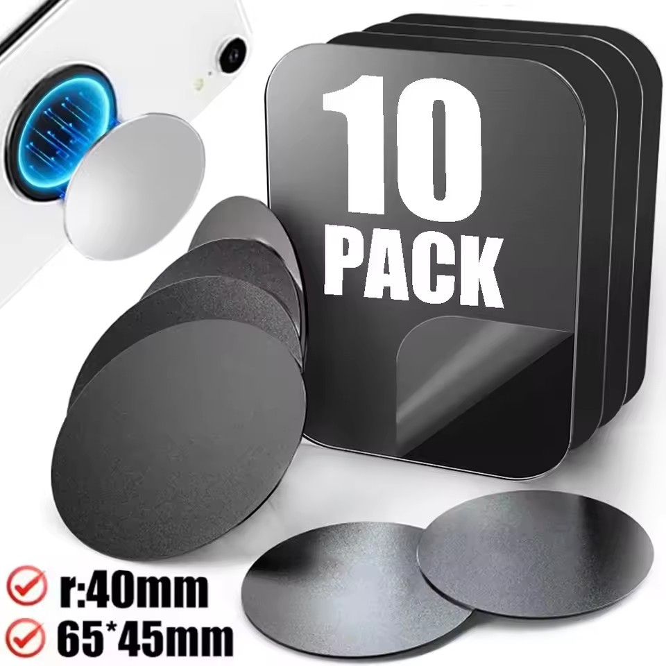 Tablet Car Mount - แผ่นโลหะสำหรับที่วางโทรศัพท์ในรถยนต์แบบแม่เหล็ก แผ่นเหล็กบางสำหรับติดแม่เหล็ก ใช้กับแท็บเล็ต โต๊ะทำงาน ที่วางโทรศัพท์ในรถยนต์ รูปทรงกลม