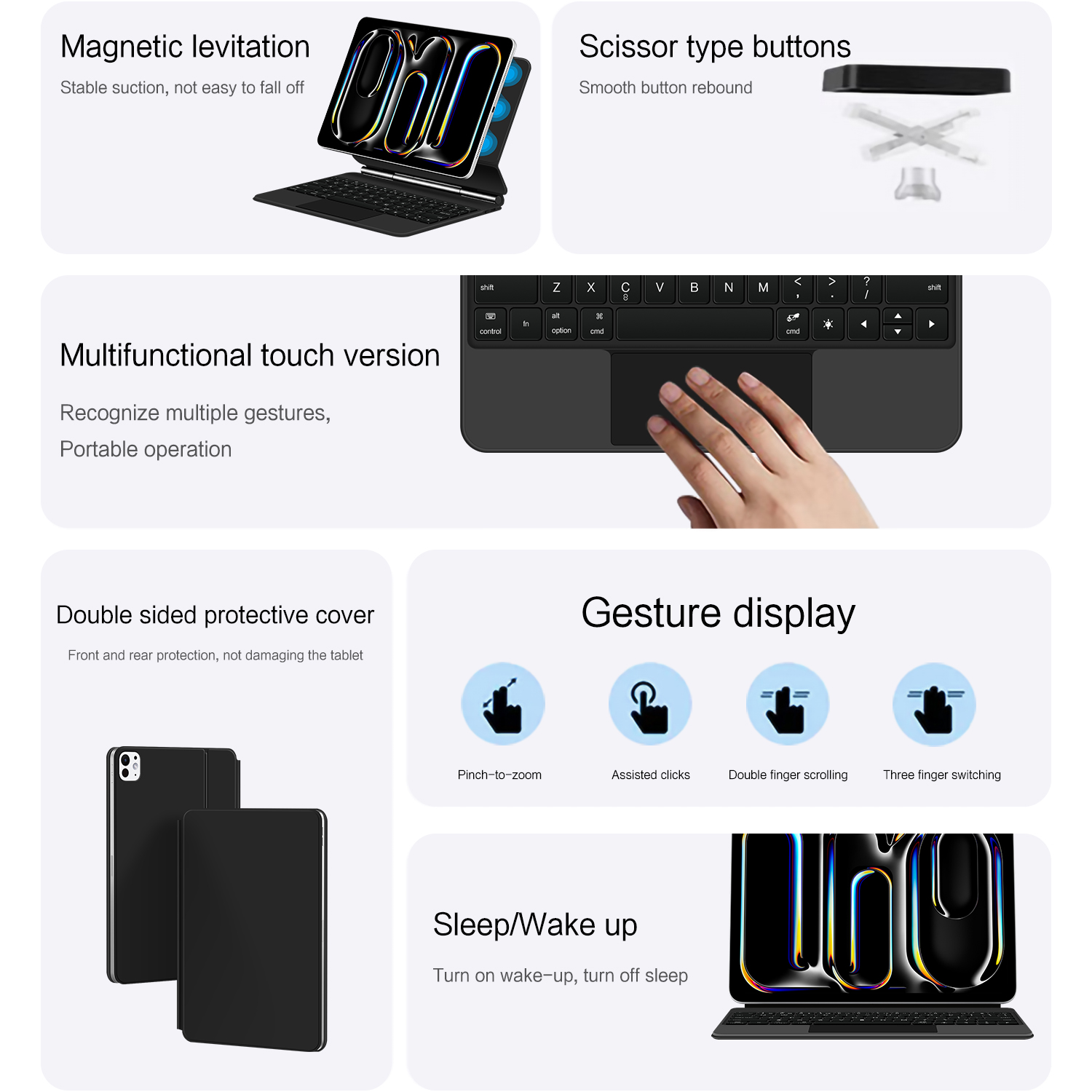 AJIUYU Magic Keyboard Folioสํา - Tablet Keyboard Case บทวิจารณ์และราคา