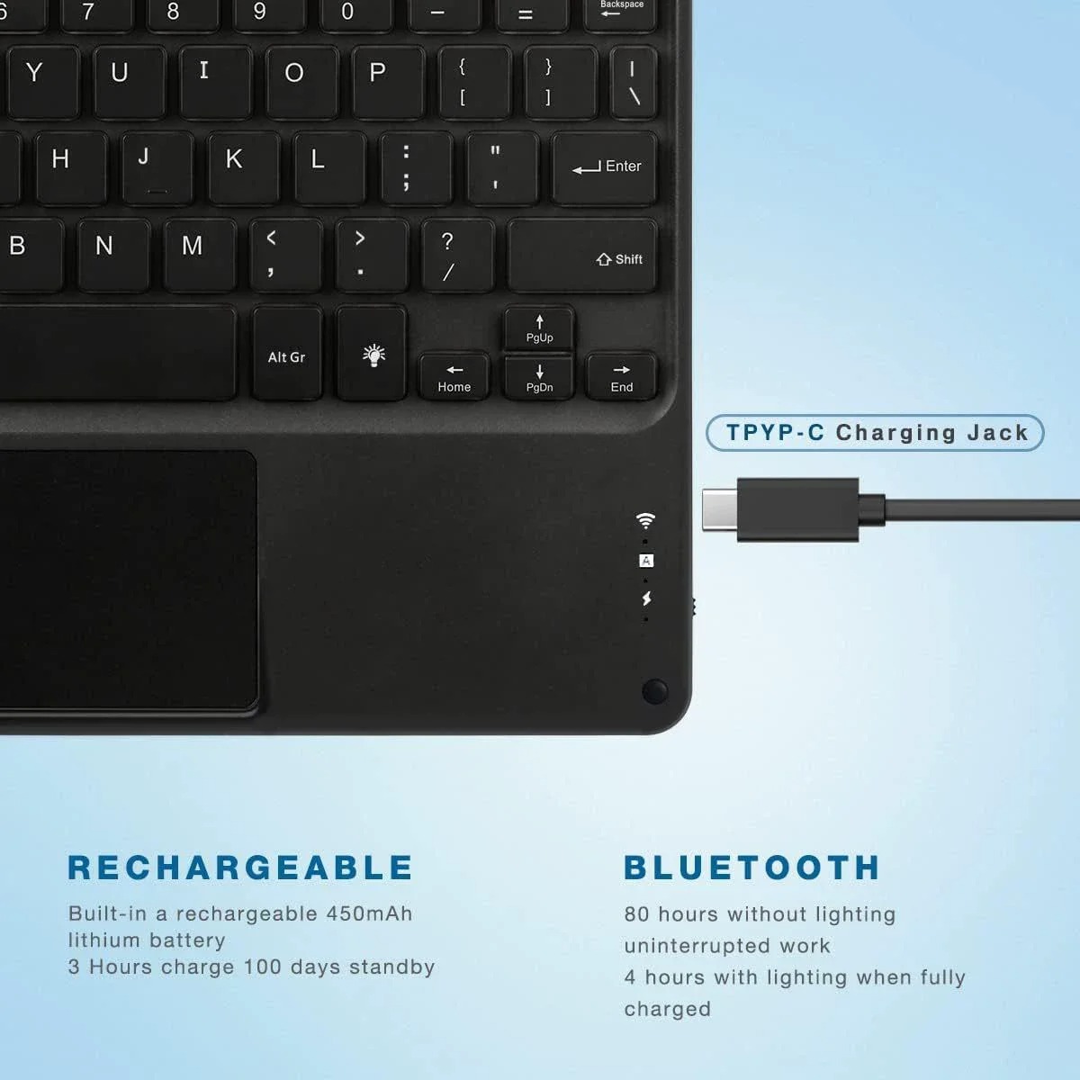 คีย์บอร์ดทัชแพดแบบมีไฟแบ็คไลท์ - Accessories For Android Tablet บทวิจารณ์และราคา