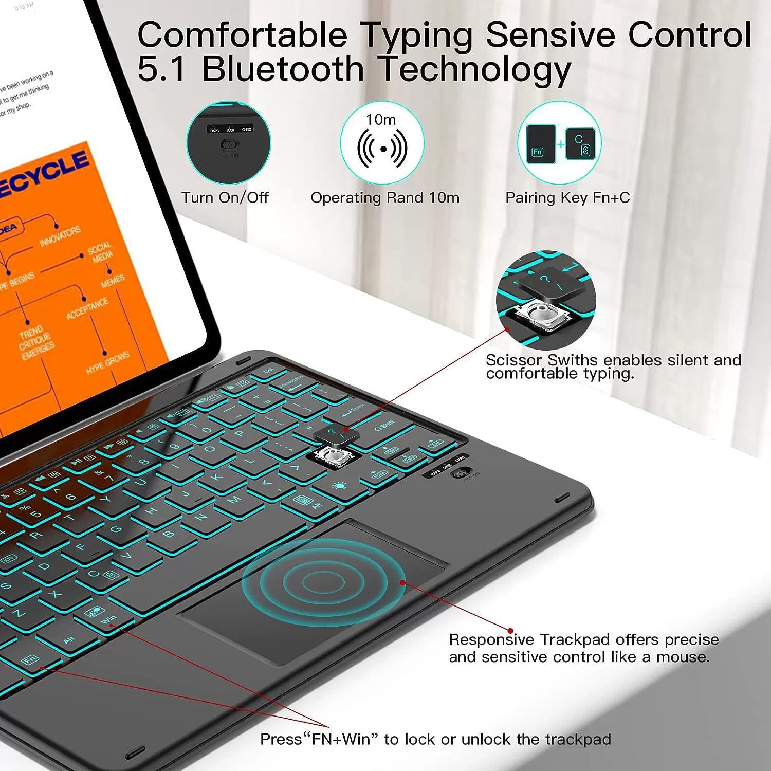 คีย์บอร์ดทัชแพดแบบมีไฟแบ็คไลท์ - Accessories For Android Tablet บทวิจารณ์และราคา